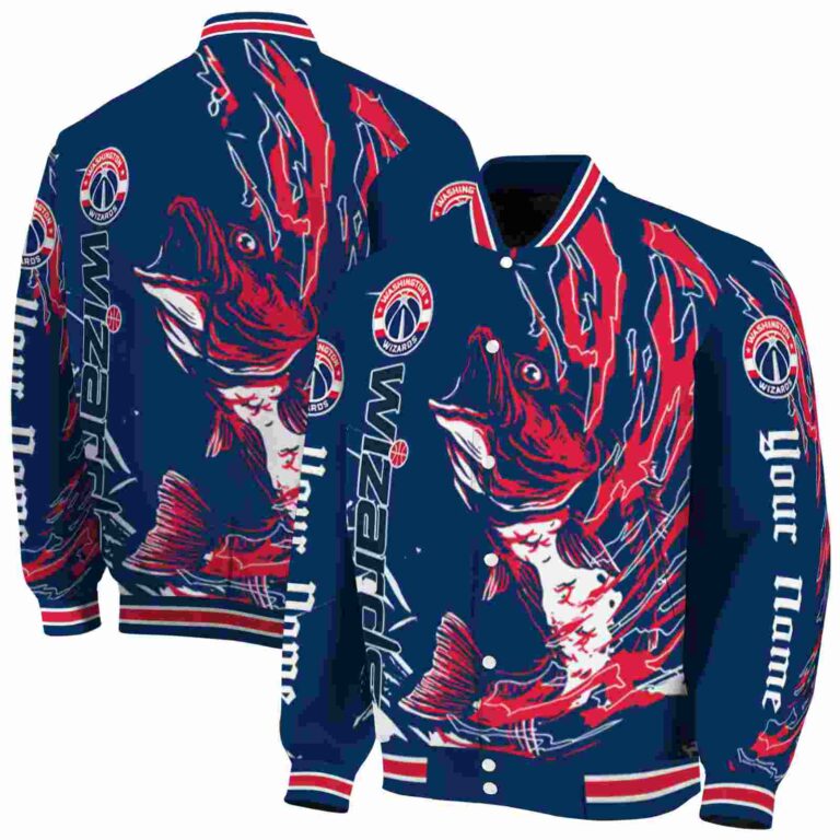 customized washington wizards fishing passion blue white jacket fashion forward
