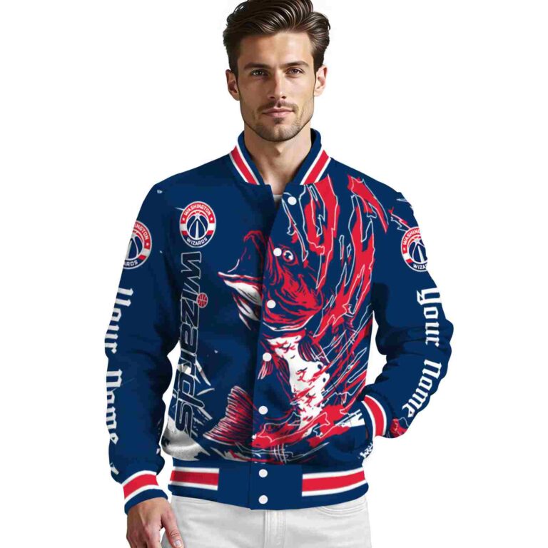 customized washington wizards fishing passion blue white jacket high quality