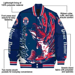 customized washington wizards fishing passion blue white jacket new arrival