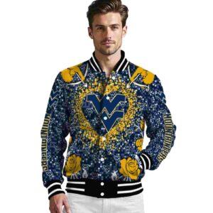 customized west virginia mountaineers heart explosion blue jacket high quality