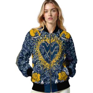 customized west virginia mountaineers heart explosion blue jacket latest model