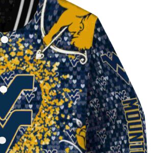 customized west virginia mountaineers heart explosion blue jacket premium grade