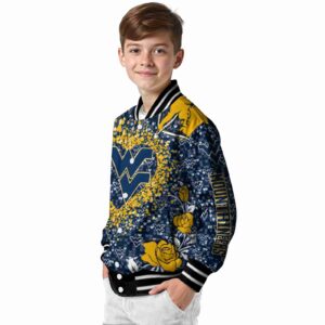 customized west virginia mountaineers heart explosion blue jacket trendy