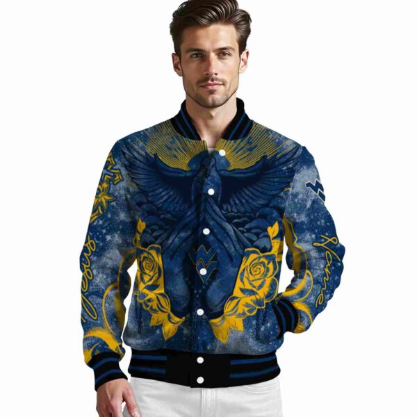 customized west virginia mountaineers praying hands blue jacket high quality