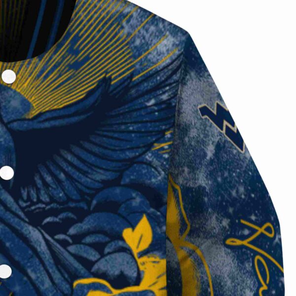 customized west virginia mountaineers praying hands blue jacket premium grade