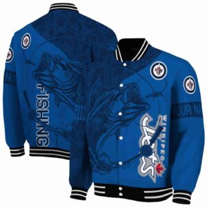 customized winnipeg jets fishing rod blue jacket fashion forward
