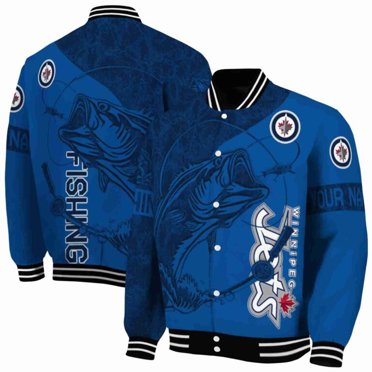 customized winnipeg jets fishing rod blue jacket fashion forward