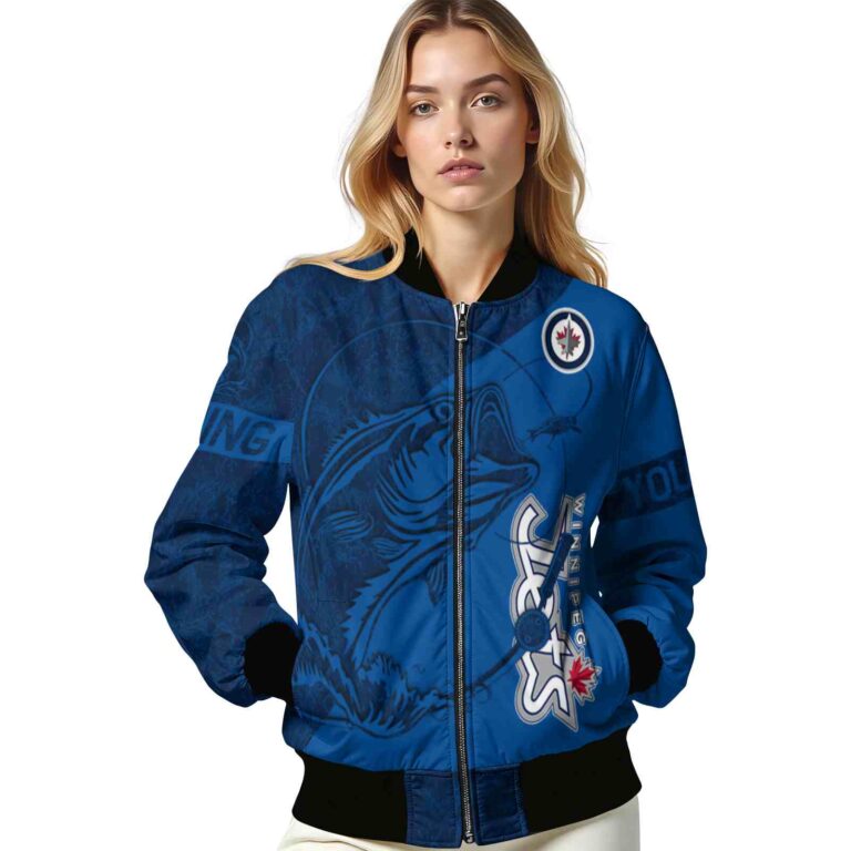 customized winnipeg jets fishing rod blue jacket latest model