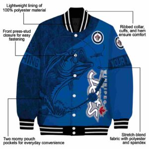 customized winnipeg jets fishing rod blue jacket new arrival