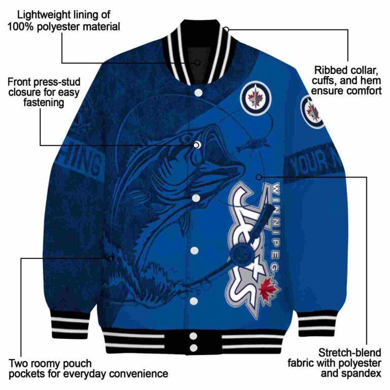 customized winnipeg jets fishing rod blue jacket new arrival