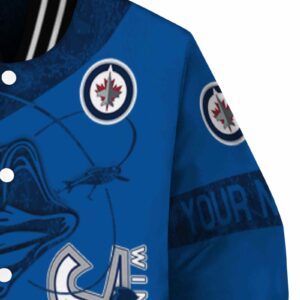 customized winnipeg jets fishing rod blue jacket premium grade