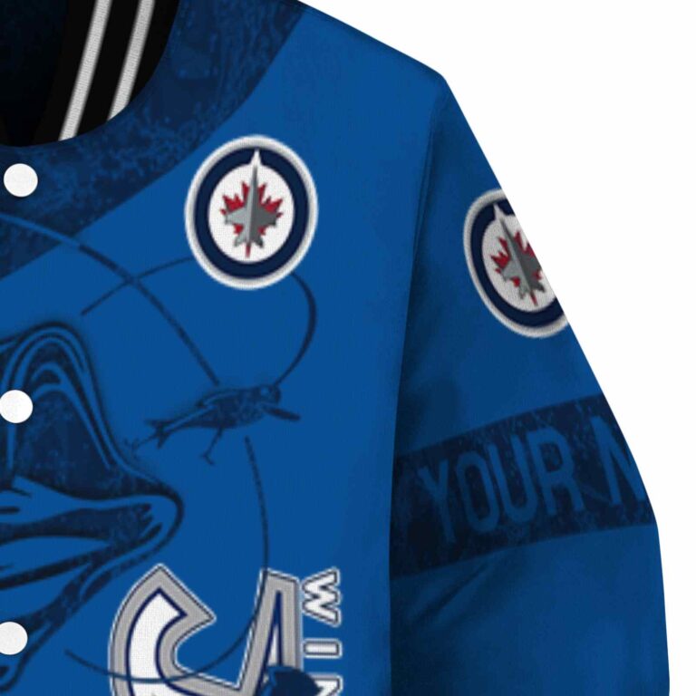 customized winnipeg jets fishing rod blue jacket premium grade