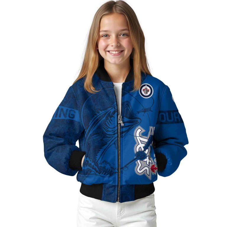 customized winnipeg jets fishing rod blue jacket top rated