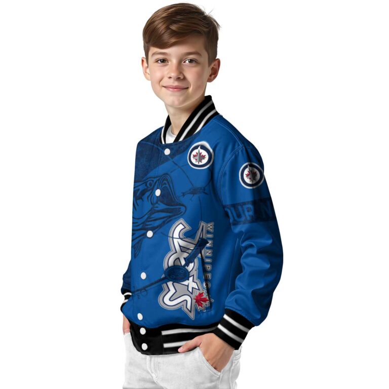 customized winnipeg jets fishing rod blue jacket trendy