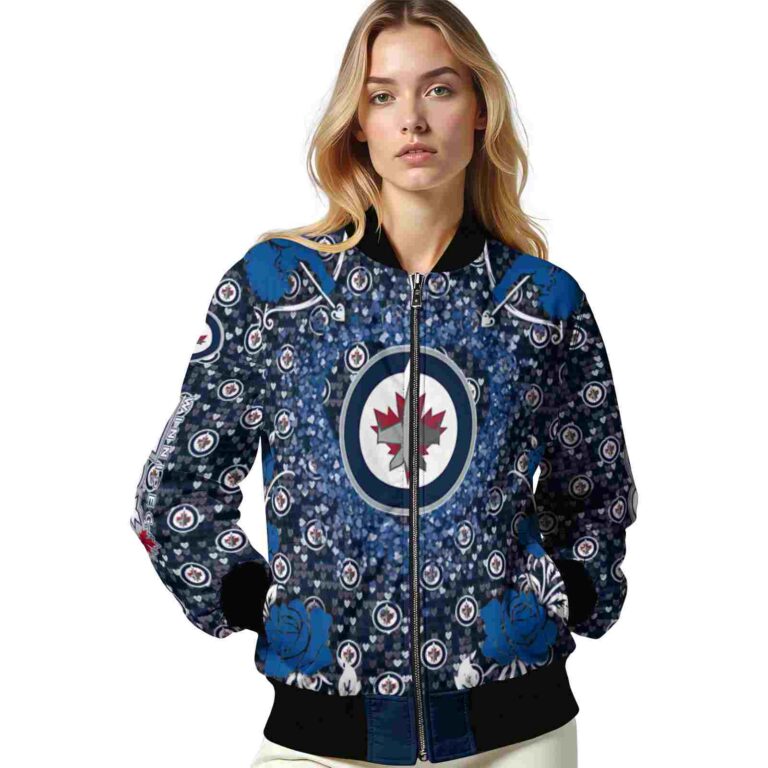 customized winnipeg jets heart explosion blue jacket latest model