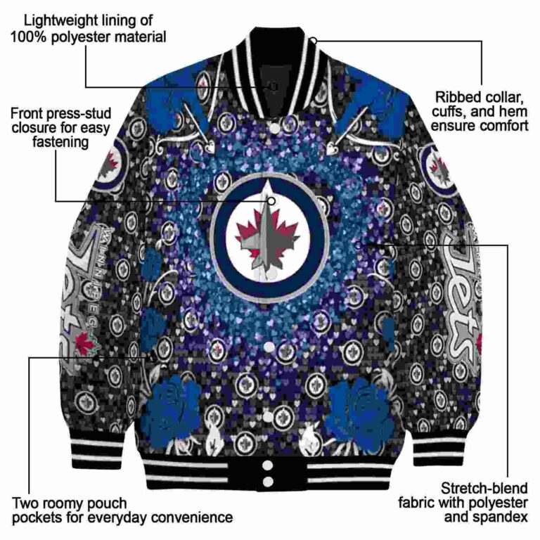 customized winnipeg jets heart explosion blue jacket new arrival
