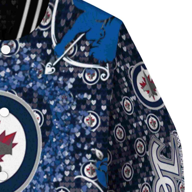 customized winnipeg jets heart explosion blue jacket premium grade