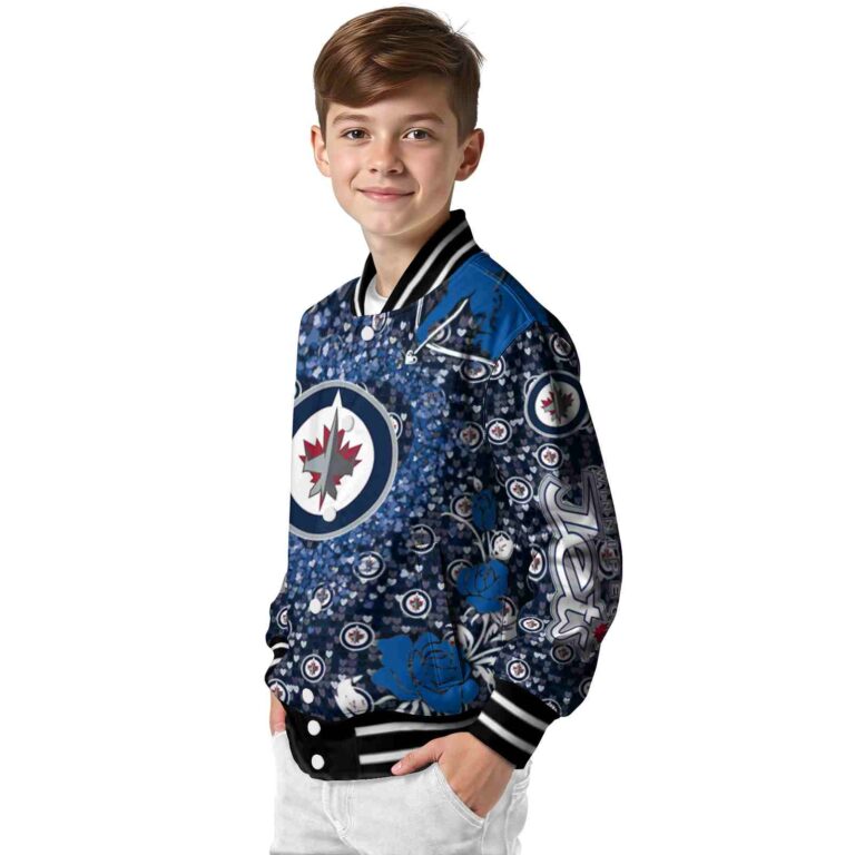 customized winnipeg jets heart explosion blue jacket trendy