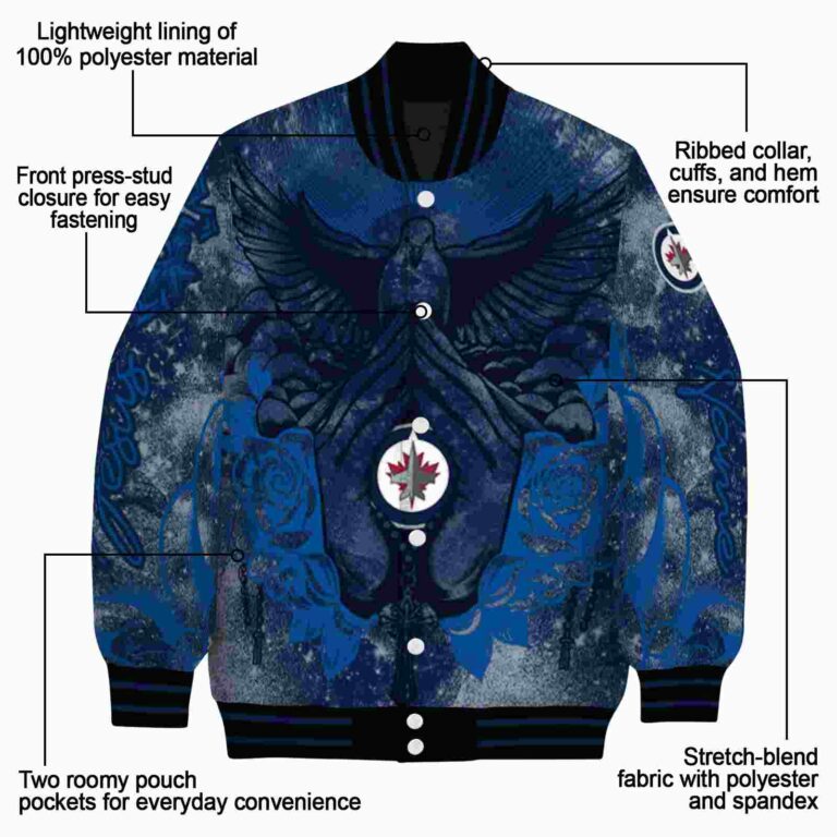 customized winnipeg jets praying hands blue jacket new arrival