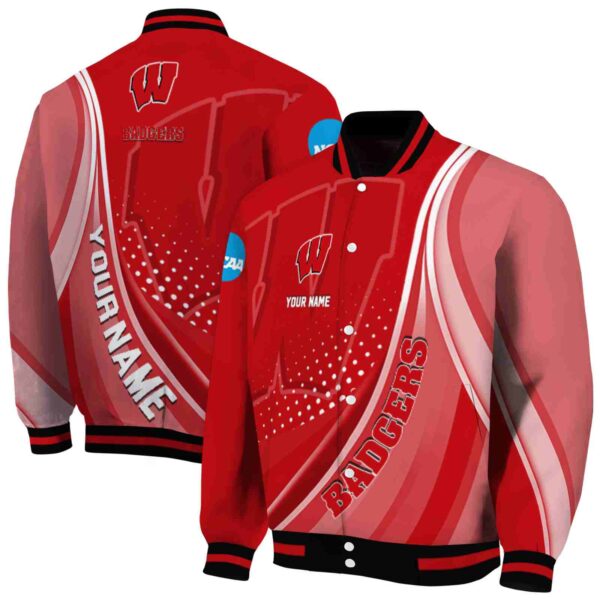 customized wisconsin badgers wave patterns red jacket fashion forward