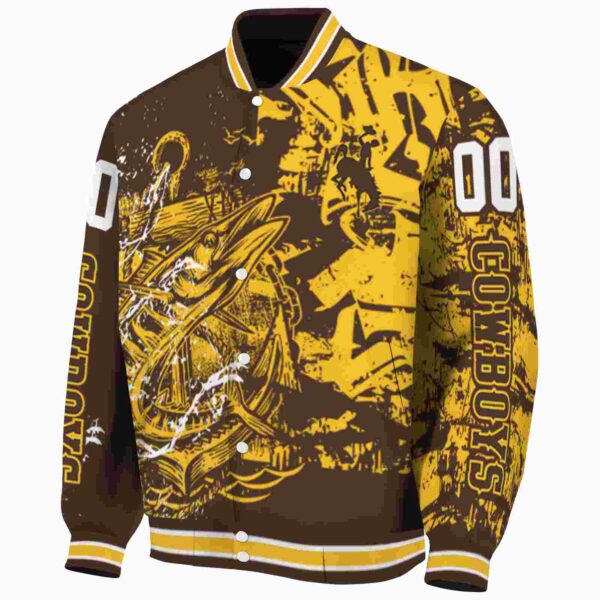 customized wyoming cowboys fishing art brown jacket best selling