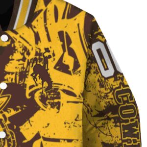 customized wyoming cowboys fishing art brown jacket premium grade