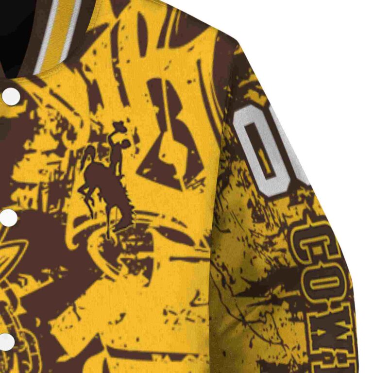 customized wyoming cowboys fishing art brown jacket premium grade