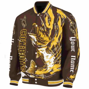 customized wyoming cowboys fishing passion brown white jacket best selling