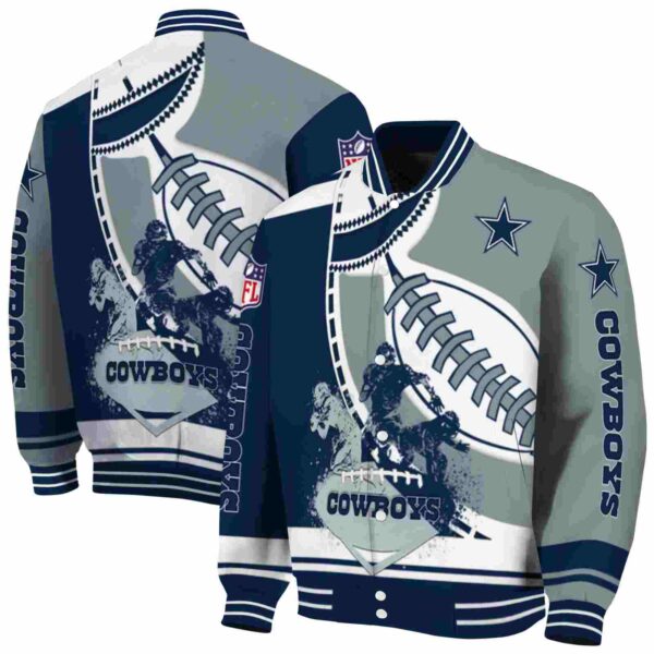dallas cowboys baseball stitching silver white jacket fashion forward