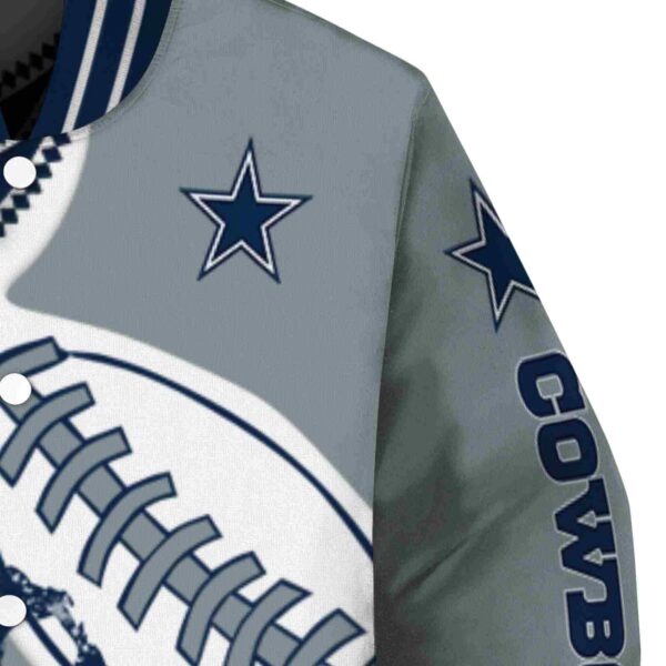 dallas cowboys baseball stitching silver white jacket premium grade
