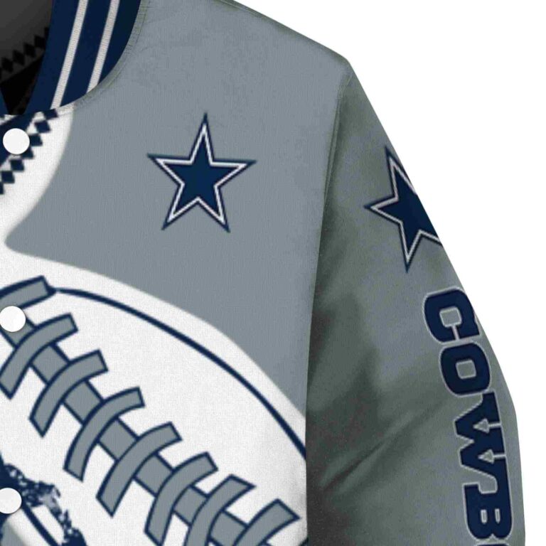 dallas cowboys baseball stitching silver white jacket premium grade