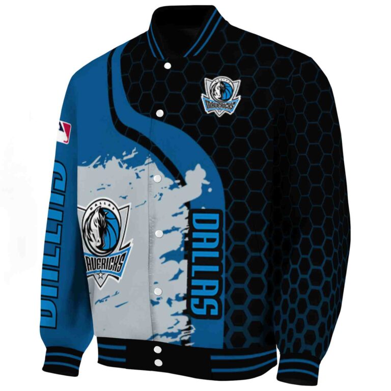 dallas mavericks hexagonal pattern blue black jacket best selling
