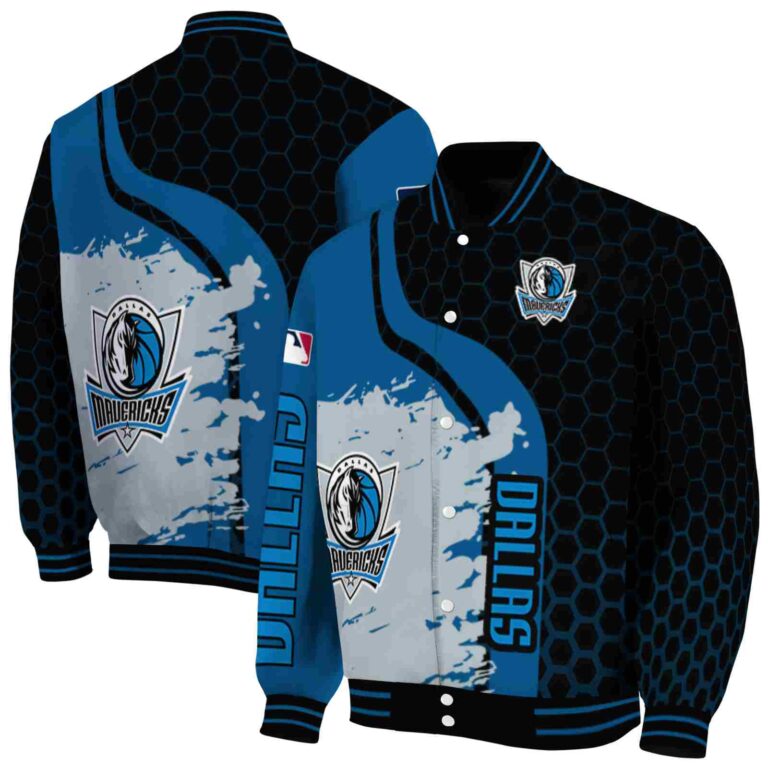 dallas mavericks hexagonal pattern blue black jacket fashion forward