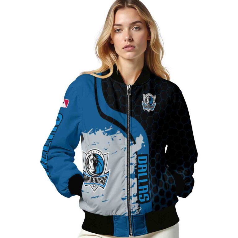 dallas mavericks hexagonal pattern blue black jacket latest model
