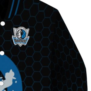 dallas mavericks hexagonal pattern blue black jacket premium grade