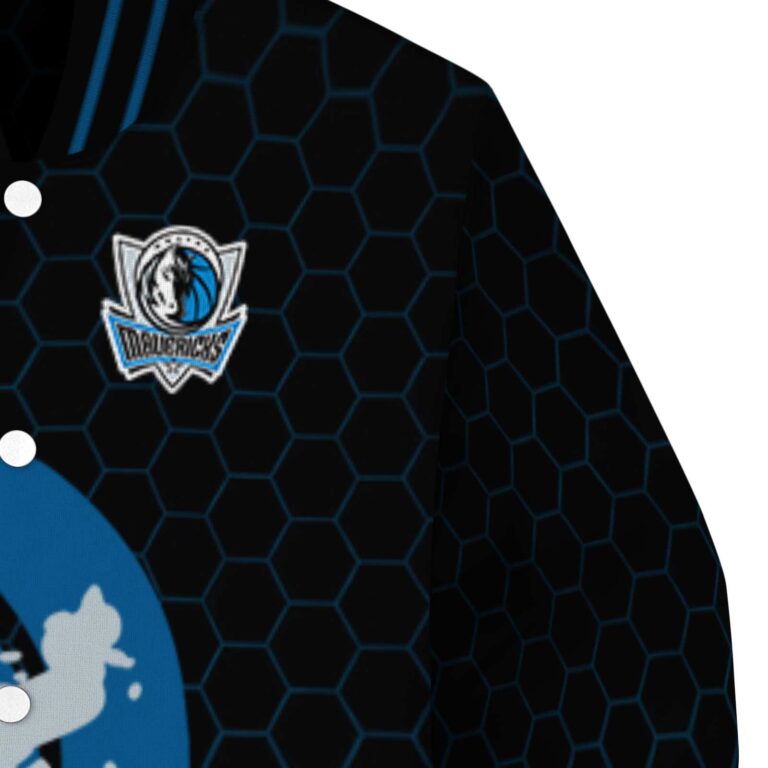 dallas mavericks hexagonal pattern blue black jacket premium grade