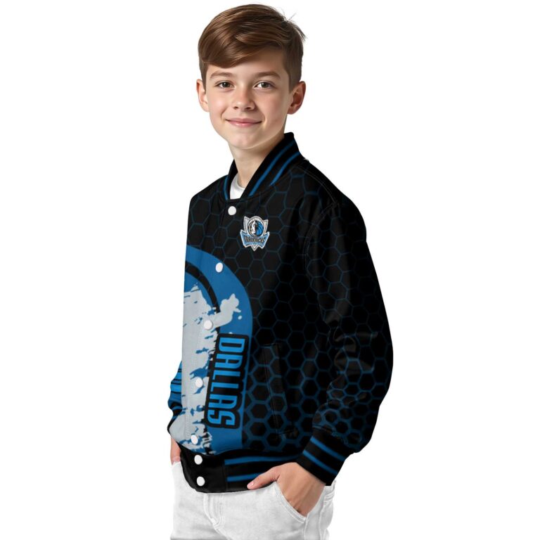 dallas mavericks hexagonal pattern blue black jacket trendy