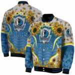 dallas mavericks sunflower bloom blue yellow jacket best selling