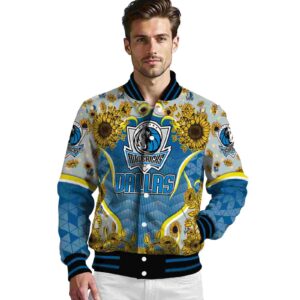 dallas mavericks sunflower bloom blue yellow jacket high quality