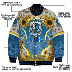 dallas mavericks sunflower bloom blue yellow jacket new arrival