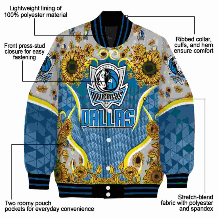 dallas mavericks sunflower bloom blue yellow jacket new arrival