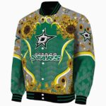 dallas stars sunflower bloom green yellow jacket best selling