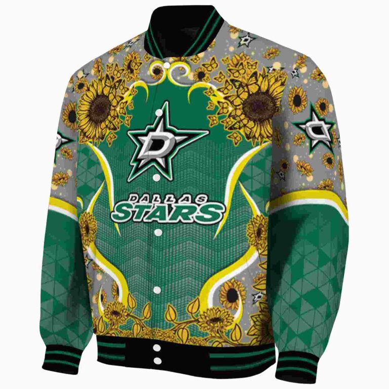 dallas stars sunflower bloom green yellow jacket best selling
