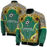 dallas stars sunflower bloom green yellow jacket best selling