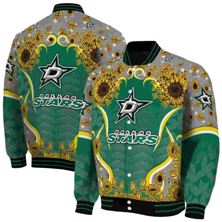 dallas stars sunflower bloom green yellow jacket fashion forward