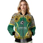 dallas stars sunflower bloom green yellow jacket best selling