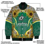 dallas stars sunflower bloom green yellow jacket best selling