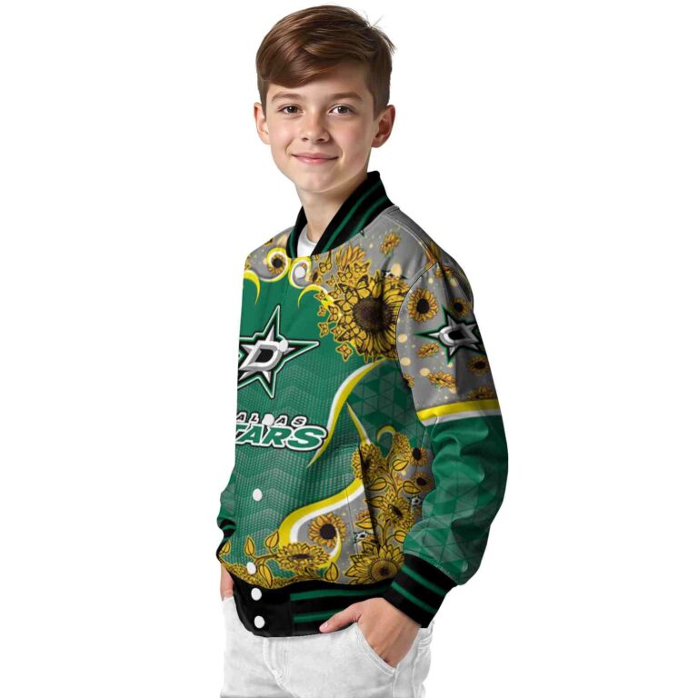 dallas stars sunflower bloom green yellow jacket trendy