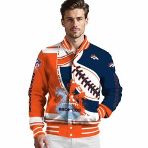 denver broncos baseball stitching blue white jacket high quality