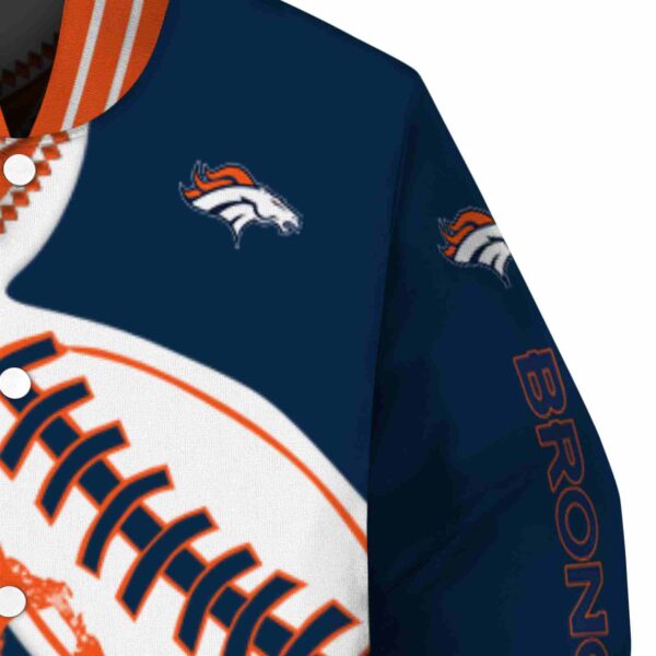 denver broncos baseball stitching blue white jacket premium grade